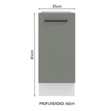Bajo Mesada Cocina 35 x 60 cm 1 Puerta (Sin Mesada) Blanco/Gris Agata Madesa