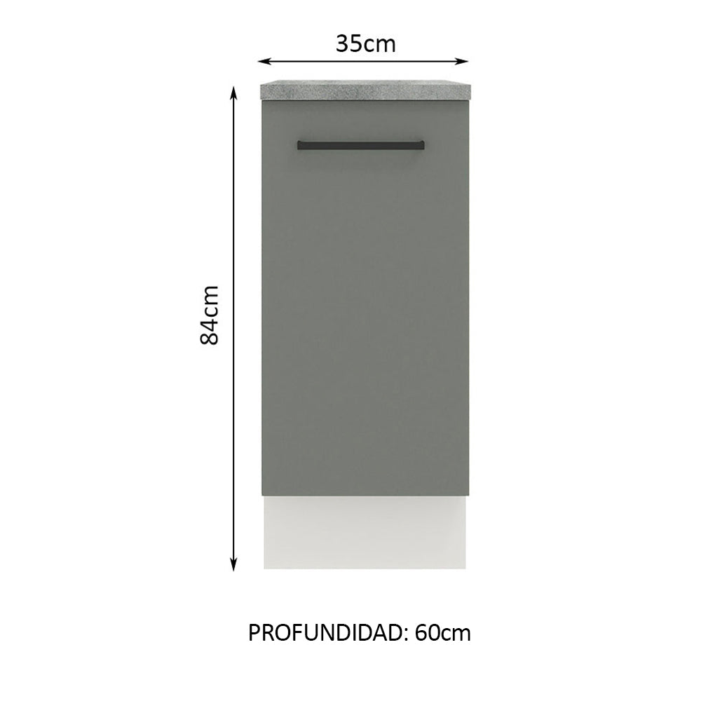 Bajo Mesada Cocina 35 x 60 cm 1 Puerta (Con Mesada) Blanco/Gris Agata Madesa
