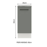 Bajo Mesada Cocina 35 x 60 cm 1 Puerta (Con Mesada) Blanco/Gris Agata Madesa