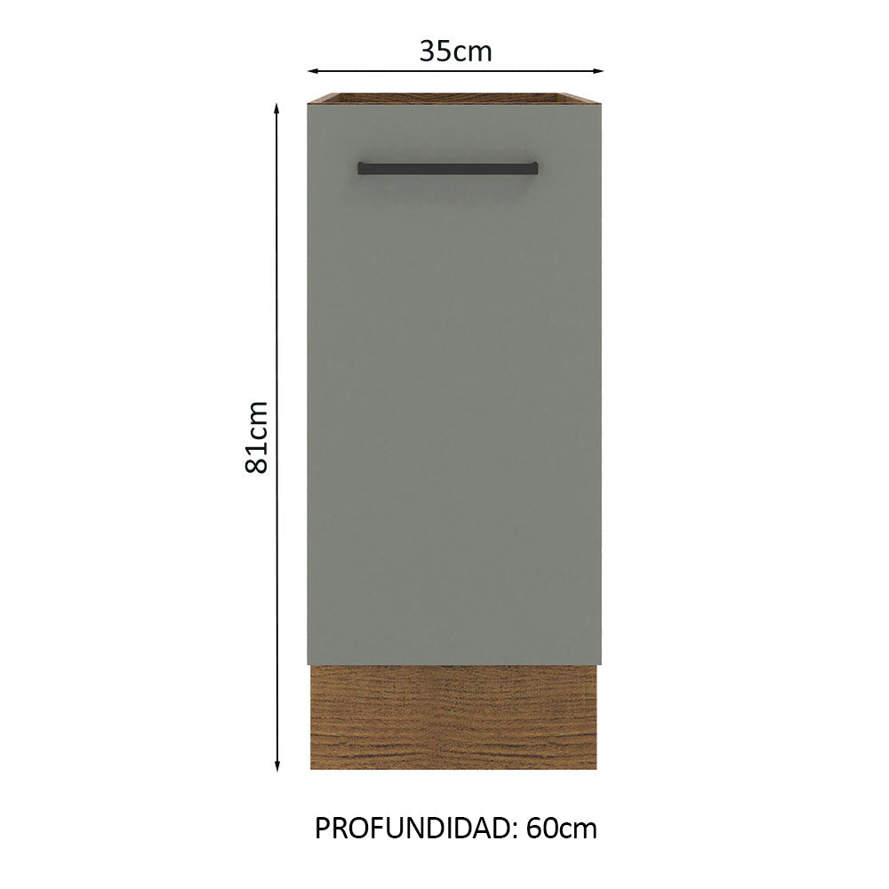 Bajo Mesada Cocina 35 x 60 cm 1 Puerta (Sin Mesada) Marrón/Gris Agata Madesa