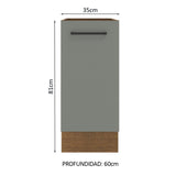 Bajo Mesada Cocina 35 x 60 cm 1 Puerta (Sin Mesada) Marrón/Gris Agata Madesa