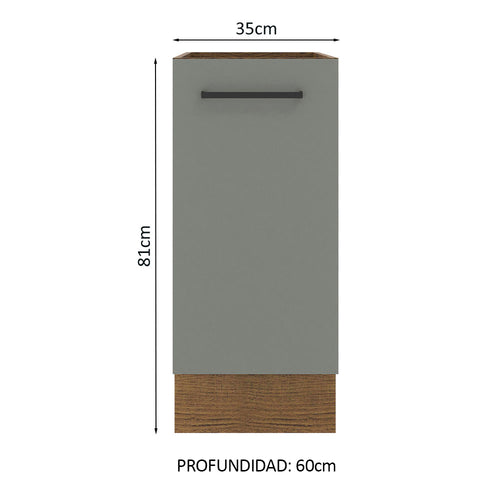 Bajo Mesada 35 cm 1 Puerta Sin Mesada Marrón/Gris Agata Madesa