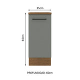 Bajo Mesada Cocina 35 x 60 cm 1 Puerta (Con Mesada) Marrón/Gris Agata Madesa
