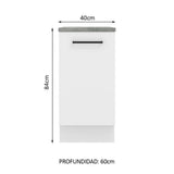 Bajo Mesada 40 cm x 60 cm, 1 Puerta Agata Blanco