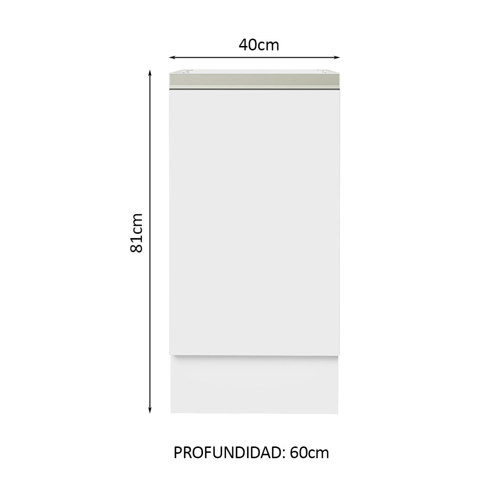 Bajo Mesada Cocina 40 x 60 cm 1 Puerta (Sin Mesada) Blanco Glamy Madesa