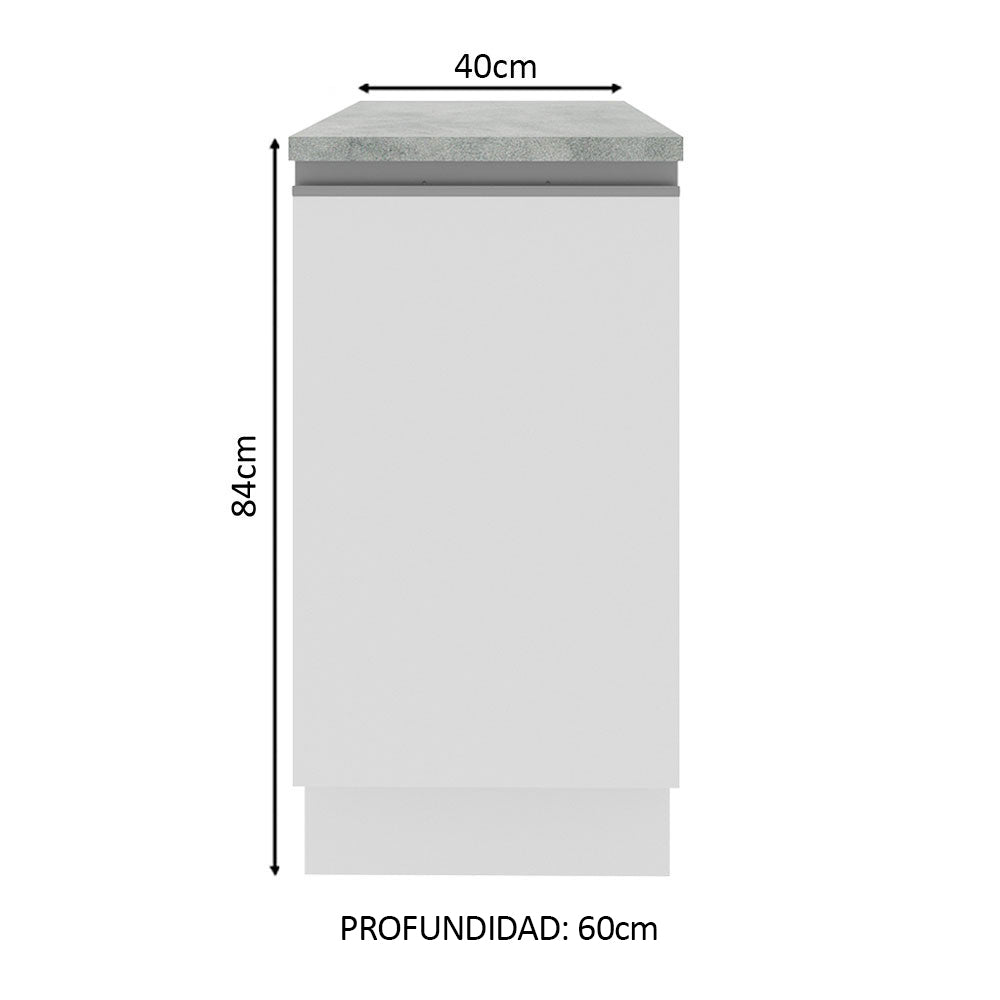 Bajo Mesada 40 cm x 60 cm, 1 Puerta Glamy Blanco