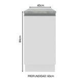 Bajo Mesada 40 cm x 60 cm, 1 Puerta Glamy Blanco
