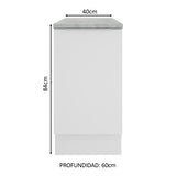 Bajo Mesada Cocina 40 x 60 cm 1 Puerta (Con Mesada) Blanco Stella Madesa