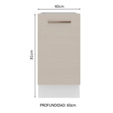 Bajo Mesada Cocina 40 x 60 cm 1 Puerta (Sin Mesada) Blanco/Crema Agata Madesa