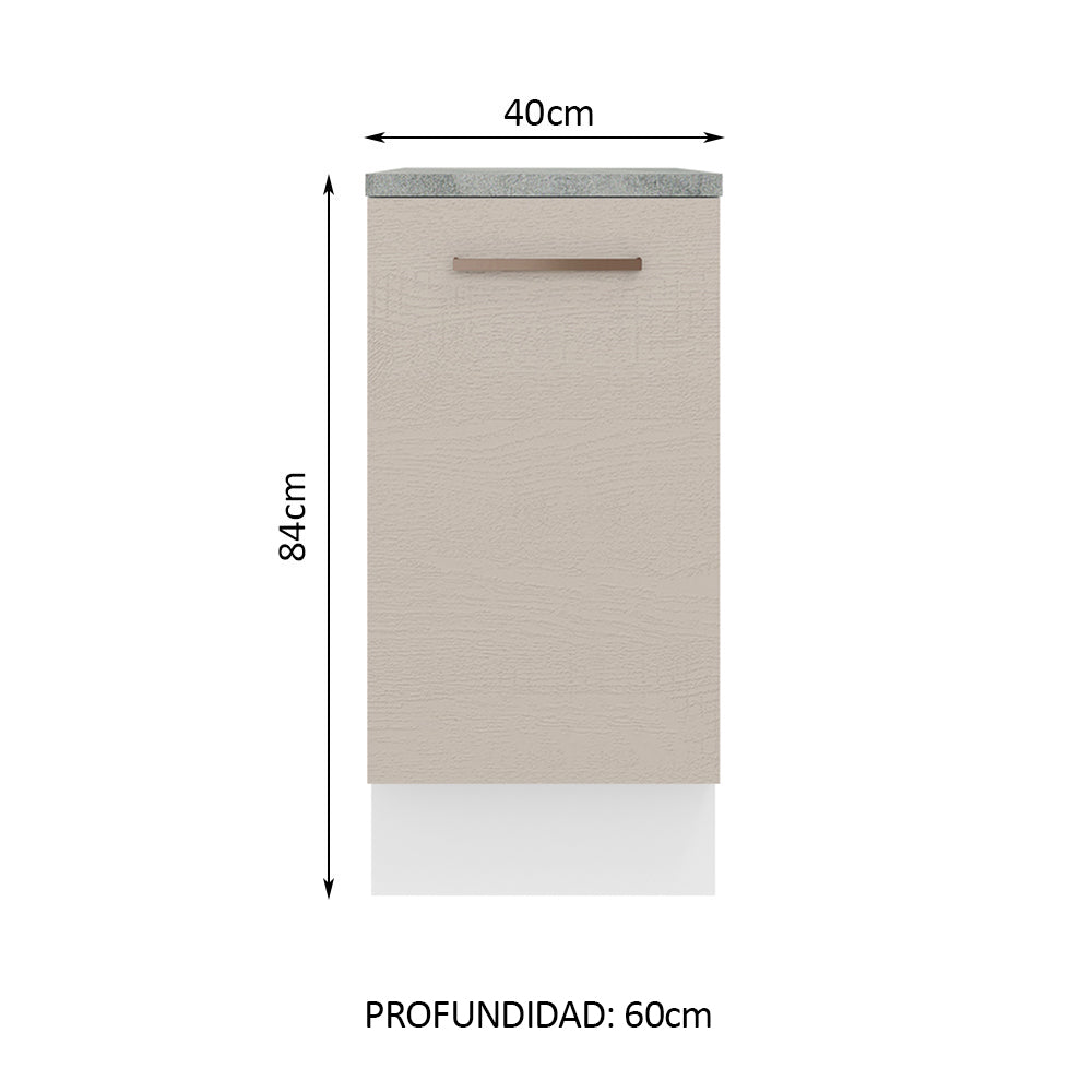 Bajo Mesada 40 cm x 60 cm, 1 Puerta Agata Blanco/Crema