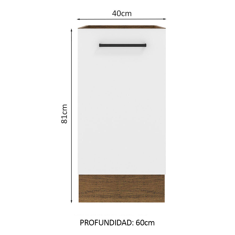 Bajo Mesada 40 cm x 60 cm, 1 Puerta Agata Marrón/Blanco