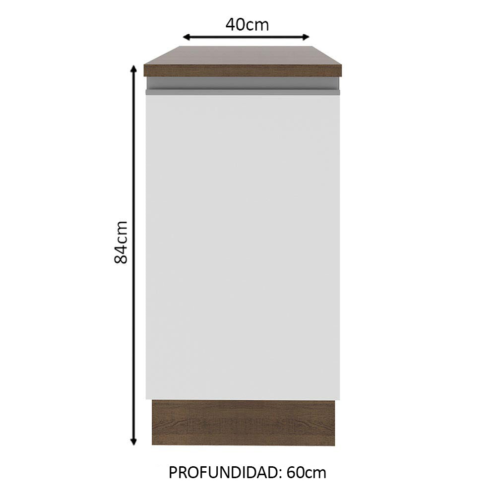 Bajo Mesada 40 cm x 60 cm, 1 Puerta Glamy Marrón/Blanco