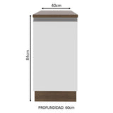 Bajo Mesada 40 cm x 60 cm, 1 Puerta Glamy Marrón/Blanco