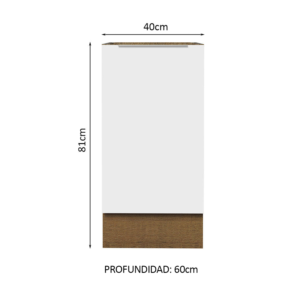 Bajo Mesada Cocina 40 x 60 cm 1 Puerta (Sin Mesada) Marrón/Blanco Stella Madesa