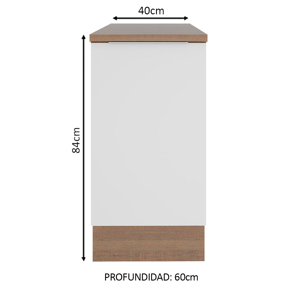 Bajo Mesada Cocina 40 x 60 cm 1 Puerta (Con Mesada) Marrón/Blanco Stella Madesa
