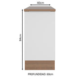 Bajo Mesada Cocina 40 x 60 cm 1 Puerta (Con Mesada) Marrón/Blanco Stella Madesa