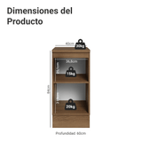 Bajo Mesada de Cocina 40 x 60 cm 1 Puerta (con Mesada) Marrón/Blanco Vik Madesa