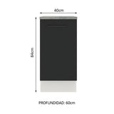 Bajo Mesada Cocina 40 x 60 cm 1 Puerta (Con Mesada) Blanco/Negro Agata Madesa