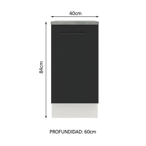 Bajo Mesada 40 cm 1 Puerta Blanco/Negro Agata Madesa