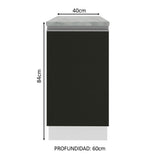 Bajo Mesada 40 cm x 60 cm, Sin cajones 1 Puerta Glamy Blanco/Negro