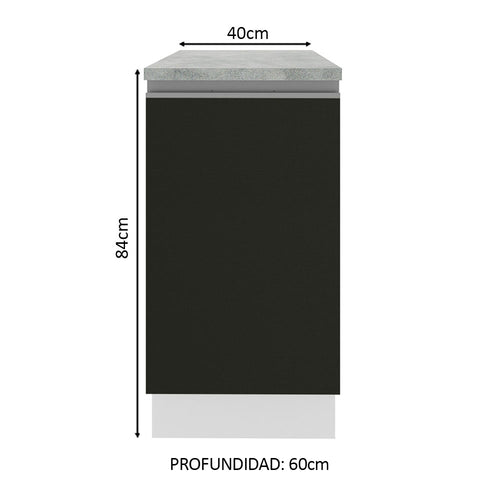 Bajo Mesada 40 cm 1 Puerta Blanco/Negro Glamy Madesa
