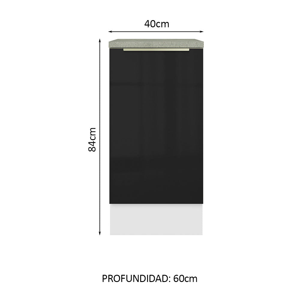Bajo Mesada 40 cm x 60 cm, 1 Puerta Lux Blanco/Negro