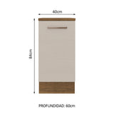 Bajo Mesada 40 cm x 60 cm, 1 Puerta Agata Marrón/Crema