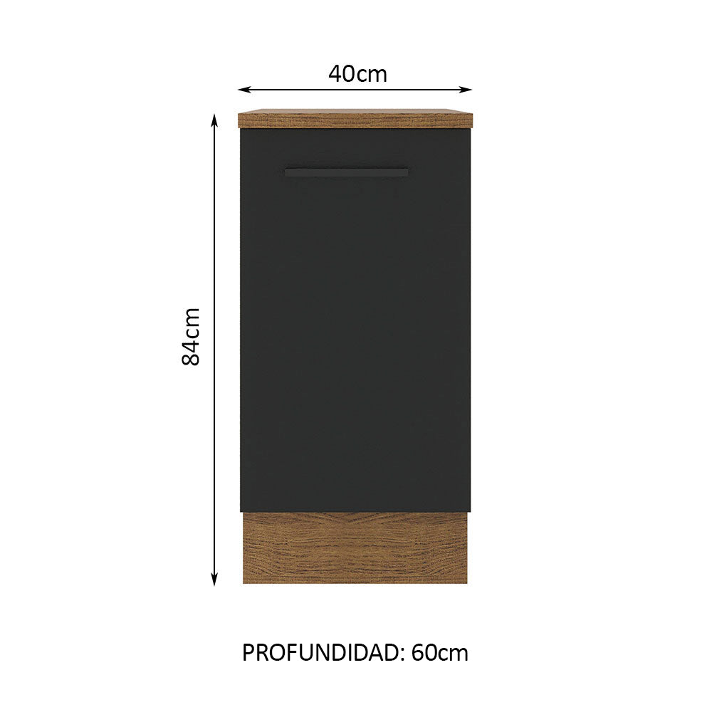 Bajo Mesada Cocina 40 x 60 cm 1 Puerta (Con Mesada) Marrón/Negro Agata Madesa