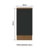 Bajo Mesada Cocina 40 x 60 cm 1 Puerta (Con Mesada) Marrón/Negro Agata Madesa
