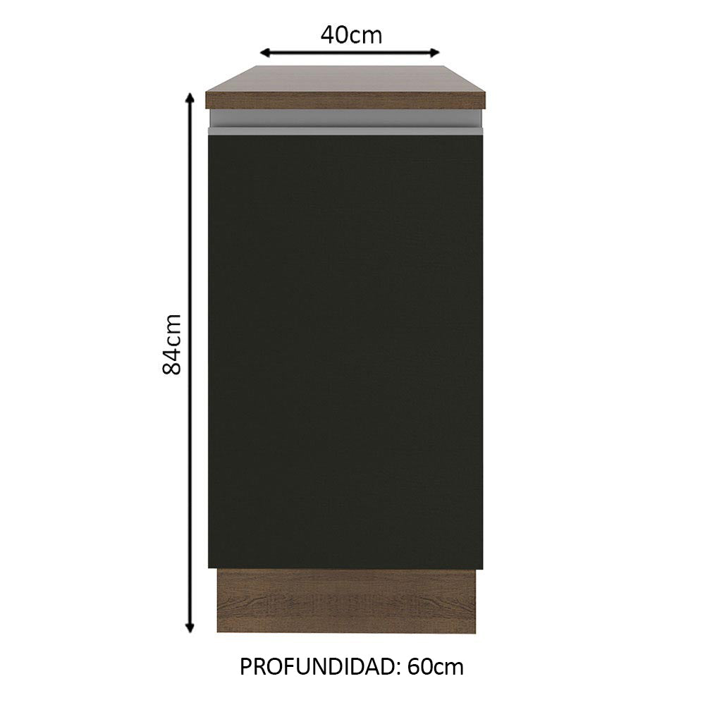 Bajo Mesada 40 cm x 60 cm, Sin cajones 1 Puerta Glamy Marrón/Negro