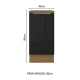 Bajo Mesada 40 cm x 60 cm, 1 Puerta Lux Marrón/Negro