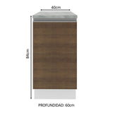 Bajo Mesada 40 cm x 60 cm,1 Puerta Glamy Blanco/Marrón
