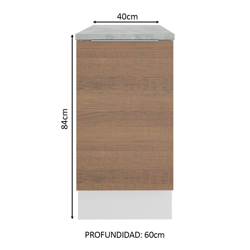 Bajo Mesada Cocina 40 x 60 cm 1 Puerta (Con Mesada) Blanco/Marrón Stella Madesa