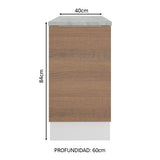 Bajo Mesada Cocina 40 x 60 cm 1 Puerta (Con Mesada) Blanco/Marrón Stella Madesa