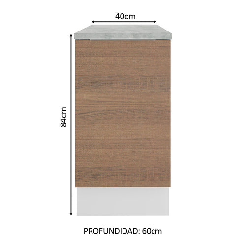 Bajo Mesada 40 cm 1 Puerta Blanco/Marrón Stella Madesa