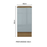 Bajo Mesada 40 cm x 60 cm, 1 Puerta Lux Marrón/Gris