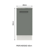 Bajo Mesada 40 cm x 60 cm, 1 Puerta Agata Blanco/Gris