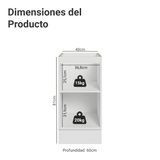 Bajo Mesada de Cocina 40 x 60 cm 1 Puerta (Sin Mesada) Blanco/Azul Vik Madesa