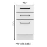 Bajo Mesada 40 x 60 cm 3 Cajones (Sin Mesada) Agata Blanco