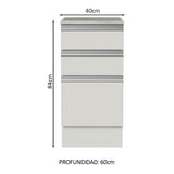 Bajo Mesada 40 x 60 cm 3 Cajones (Con Mesada) Glamy Blanco