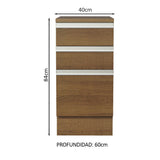 Bajo Mesada Madesa Glamy 40 x 60 cm 3 Cajones (Con Mesada) Marrón