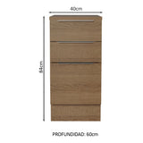 Bajo Mesada Cocina 40 x 60 cm 3 Cajones (Con Mesada) Marrón Stella Madesa