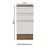 Bajo Mesada Madesa Glamy 40 x 60 cm 3 Cajones (Con Mesada) Marrón/Blanco