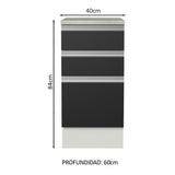 Bajo Mesada Madesa Glamy 40 x 60 cm 3 Cajones (Con Mesada) Blanco/Negro