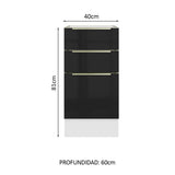 Bajo Mesada 40 cm x 60 cm, 3 Cajones Lux Blanco/Negro