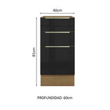 Bajo Mesada 40 cm  x 60 cm, 3 Cajones Lux Marrón/Negro