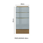Bajo Mesada 40 cm 3 Cajones Sin Mesada Marrón/Gris Lux Madesa
