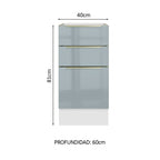 Bajo Mesada 40 x 60 cm 3 Cajones (Sin Mesada) Blanco/Gris Lux Madesa