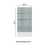 Bajo Mesada 40 cm x 60 cm, 3 Cajones Lux Blanco/Gris