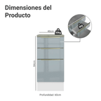 Bajo Mesada 40 x 60 cm 3 Cajones (Con Mesada) Blanco/Gris Lux Madesa